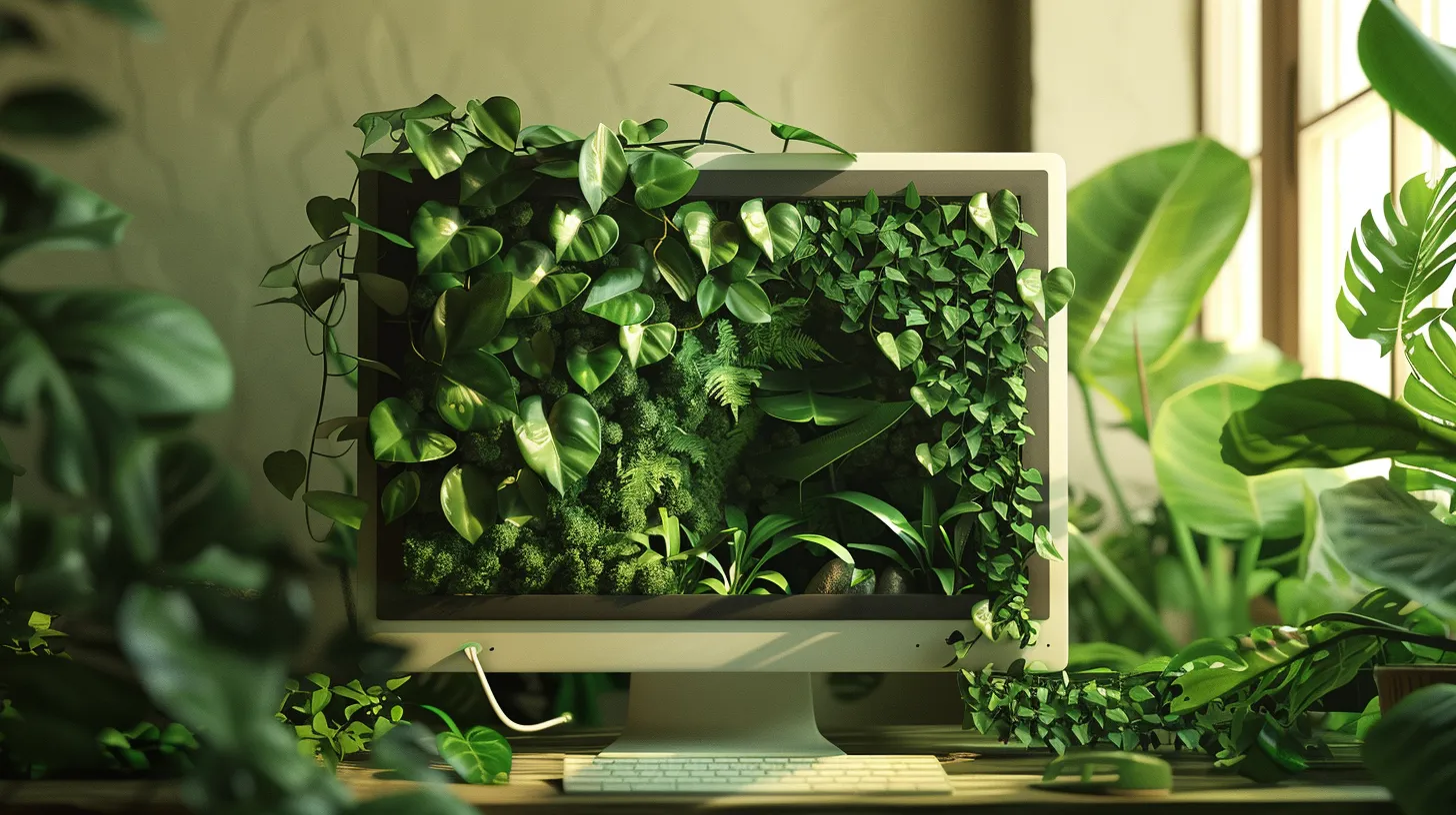 des plantes sortent d'un ordinateur